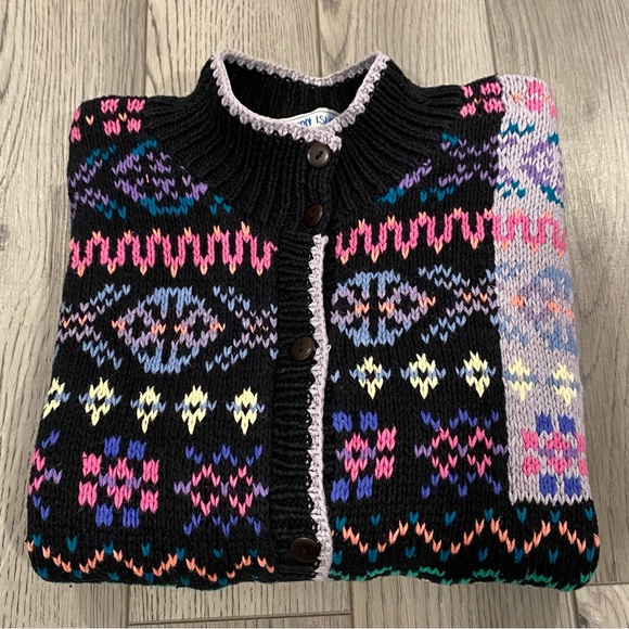 Vintage Northern Isles HandKnitted Cardigan Women’s Size S Rainbow Retro Sweater - Picture 16 of 16